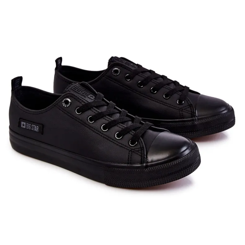 Men's Low Leather Sneakers Big Star KK174009 Black