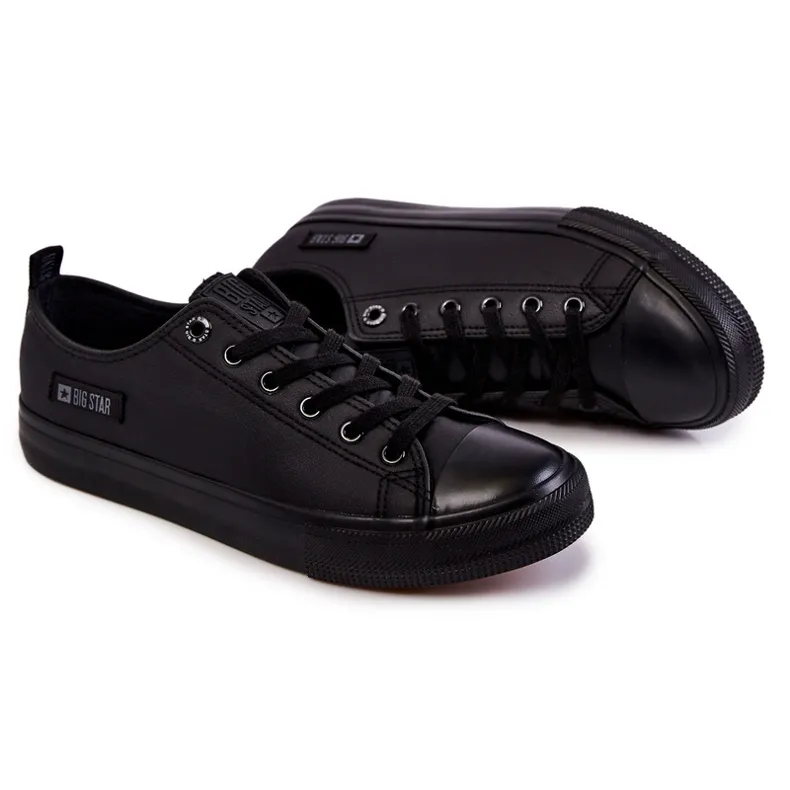 Men's Low Leather Sneakers Big Star KK174009 Black