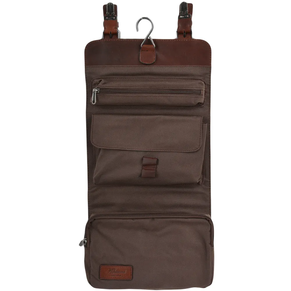 Mens Leather Hanging Toiletry Bag Tan : Phil