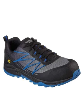 Mens puxal leather safety trainers black/blue Skechers