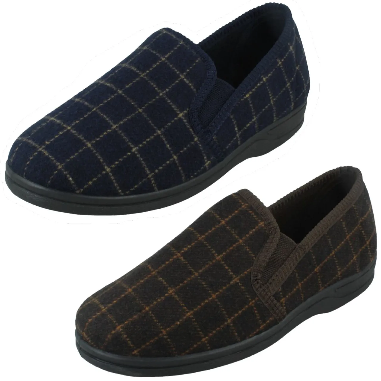 Mens Spot On Checked Upper Gusset Slipper - Jaydon