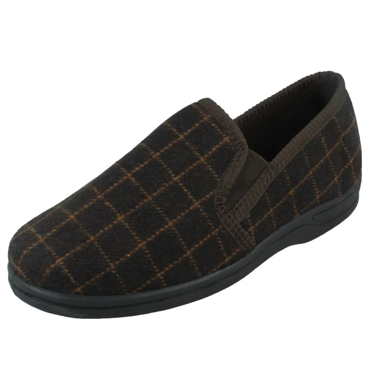 Mens Spot On Checked Upper Gusset Slipper - Jaydon