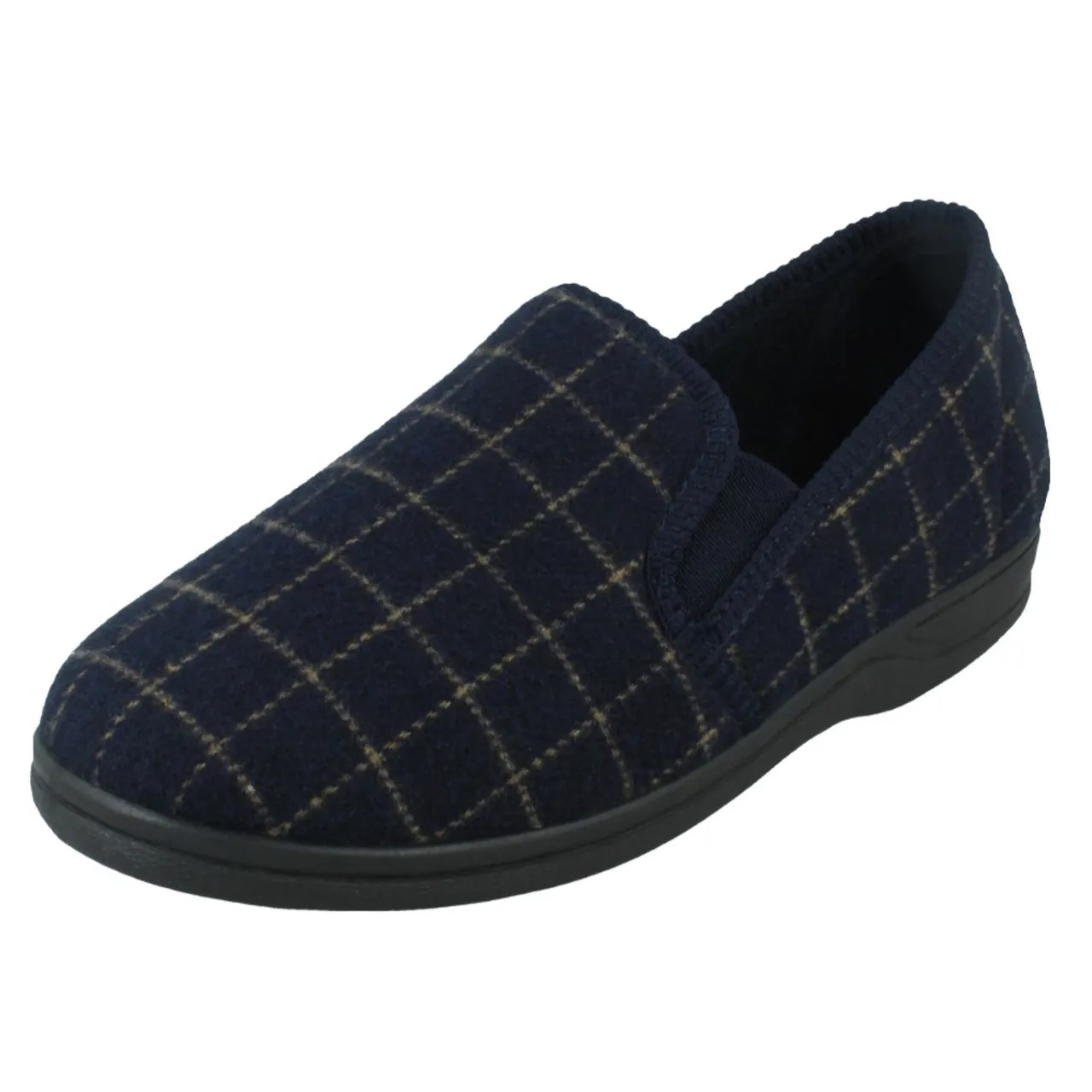 Mens Spot On Checked Upper Gusset Slipper - Jaydon