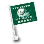 Miami Hurricanes Car Flag with Helmet and Championship Years