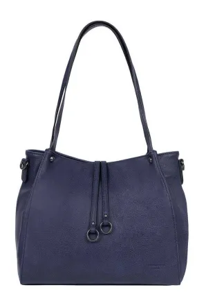 Midnight blue synthetic shoulder bag with 2 handles 316747