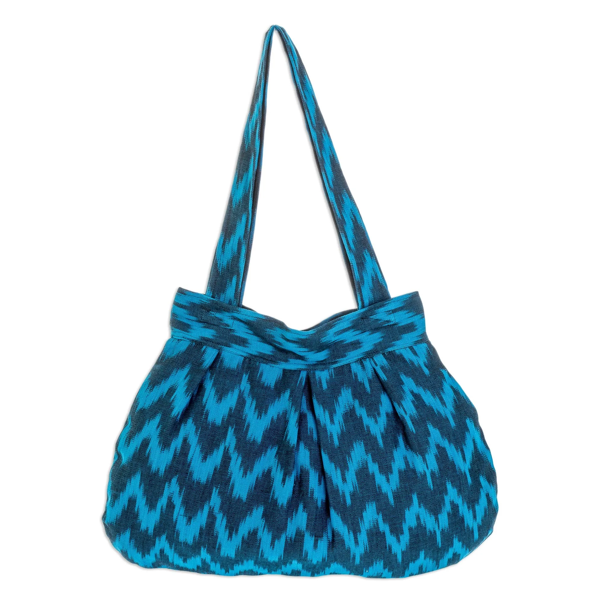 Midnight Blue Zigzag Handcrafted Blue Cotton Shoulder Bag Lined