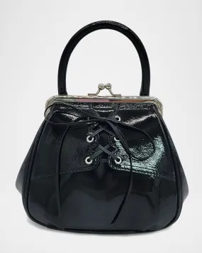 Mini Lace-Up Patent Leather Top-Handle Bag