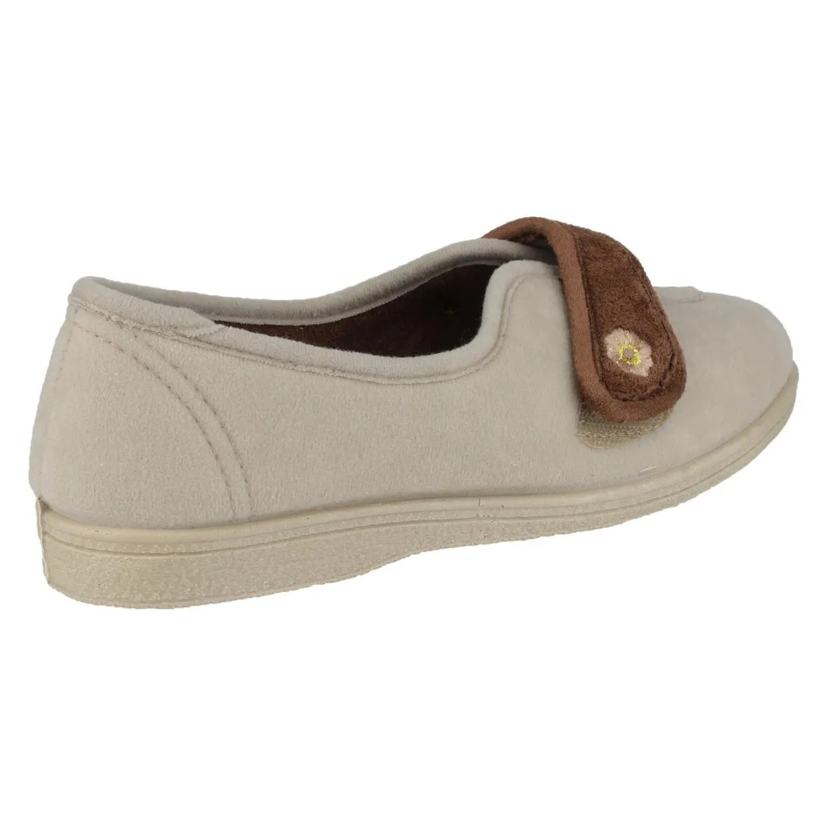 Mirak Andrea Touch Fastening Slipper Beige