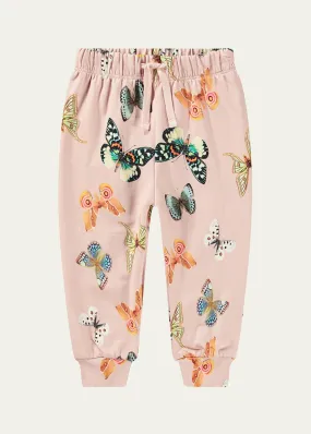 Molo Girl's Simeon Butterfly-Print Joggers, Size 3M-2