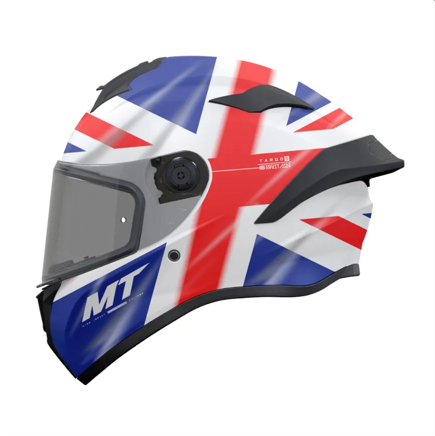 MT Targo S Britain B15 Gloss Red White Blue Full Face Motorcycle Helmet