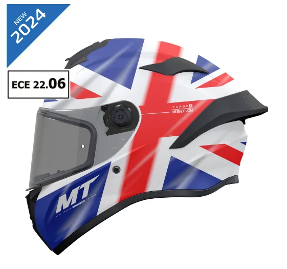 MT Targo S Britain B15 Gloss Red White Blue Full Face Motorcycle Helmet