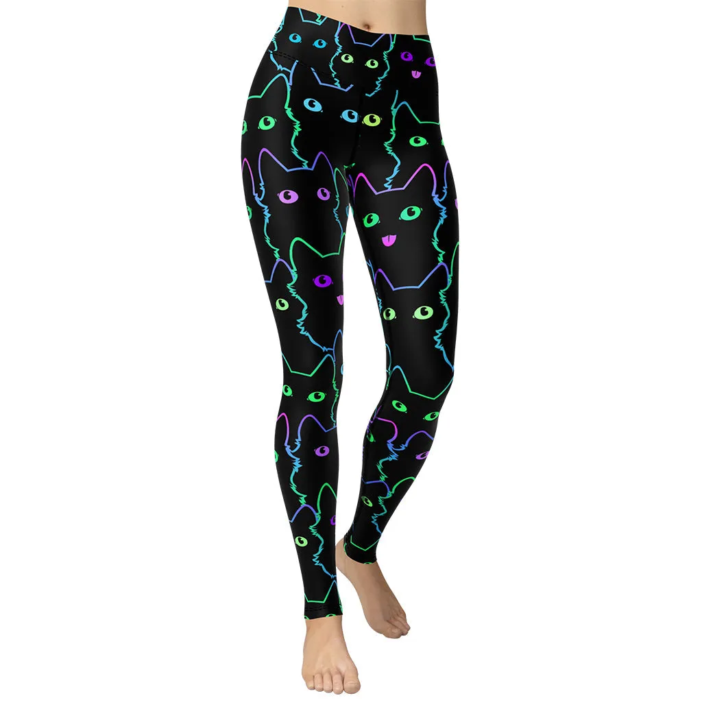 Mystic Halloween Cats Yoga Leggings