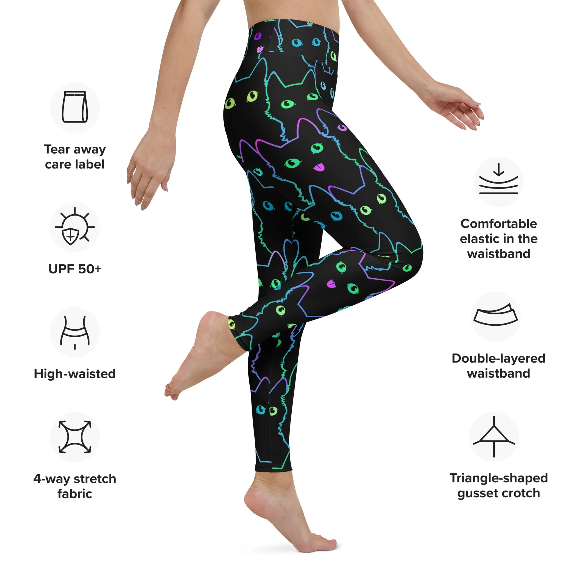 Mystic Halloween Cats Yoga Leggings