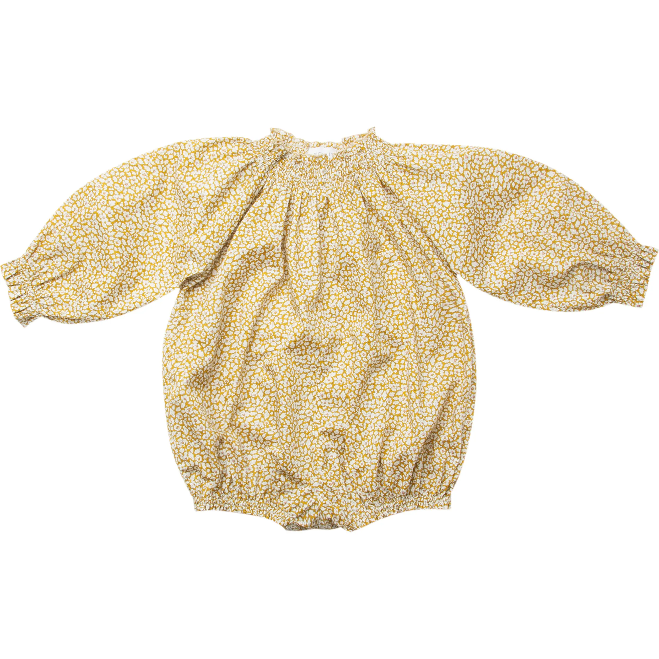 Nellie Quats Mother May I Feather Meadow Liberty Print Romper, Yellow