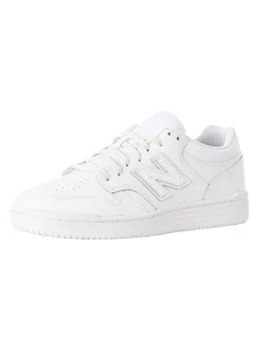 New Balance BB480 Leather Trainers - White/White