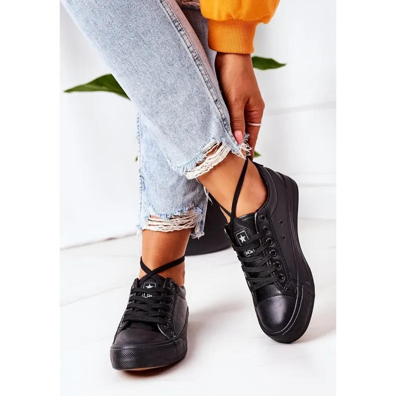 NEWS Women's Black Leather Sneakers Mega