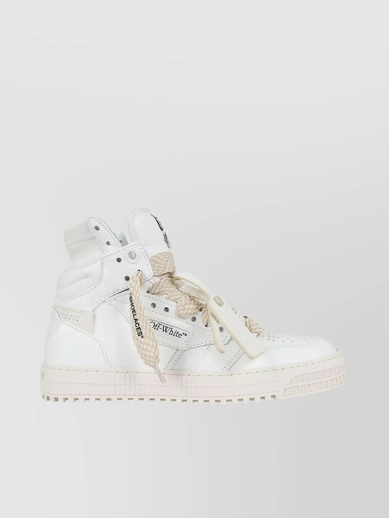 Off-White   High-top calf leather sneakers with contrast tag