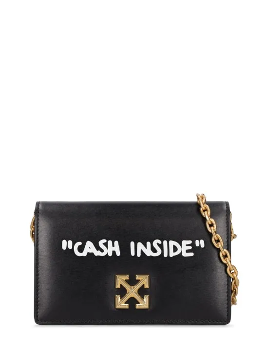 Off-White   Jitney 0.5 leather shoulder bag w/ quote 