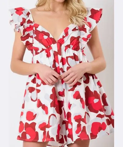 Peach Love Floral Print Romper