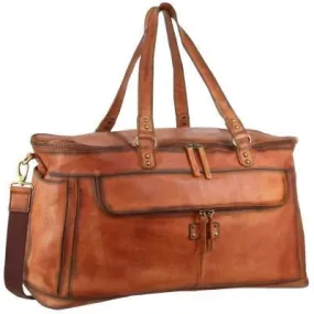 Pierre Cardin Burnished Leather Multi-Compartment Overnight Bag