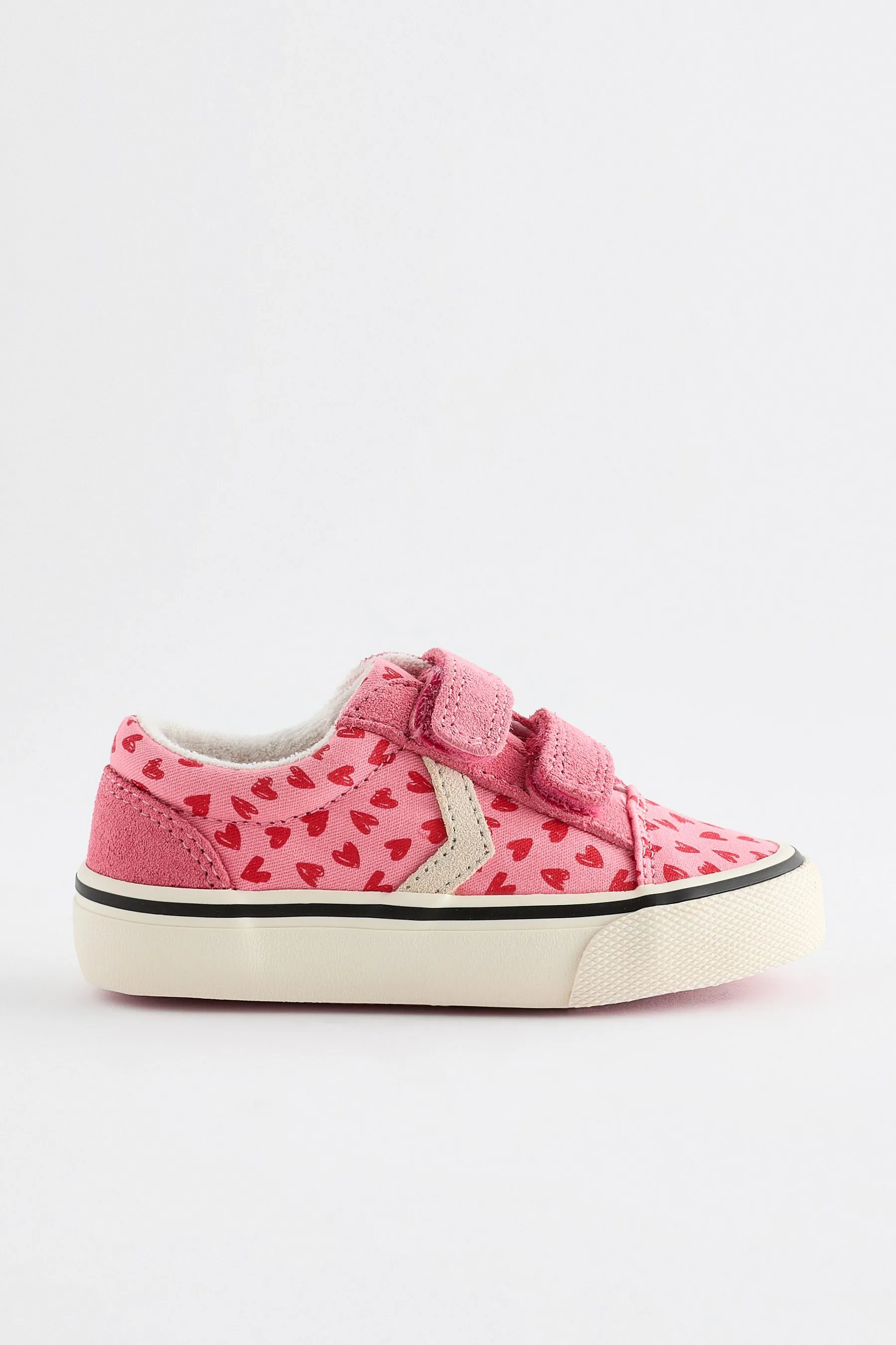 Pink Heart Touch Fasten Strap Printed Trainers