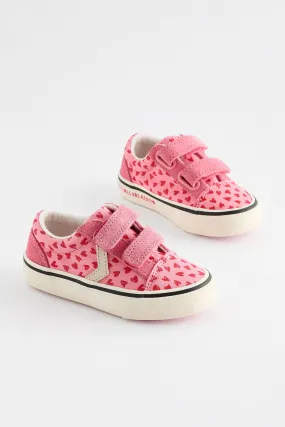 Pink Heart Touch Fasten Strap Printed Trainers