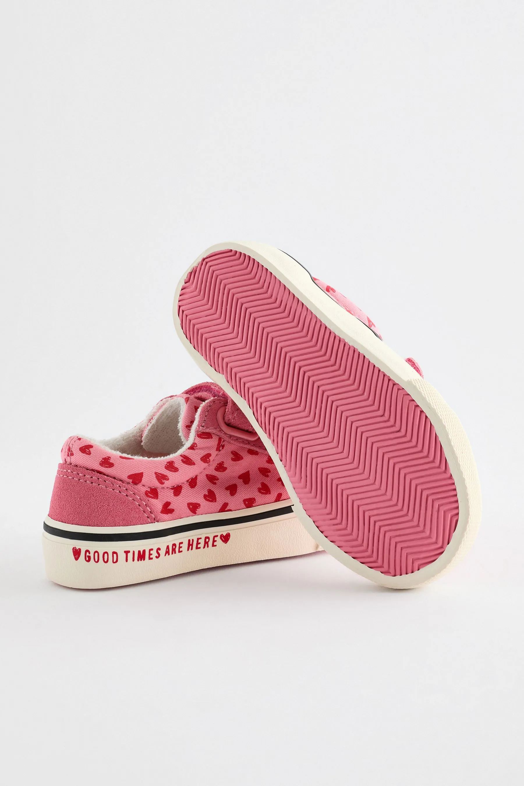 Pink Heart Touch Fasten Strap Printed Trainers