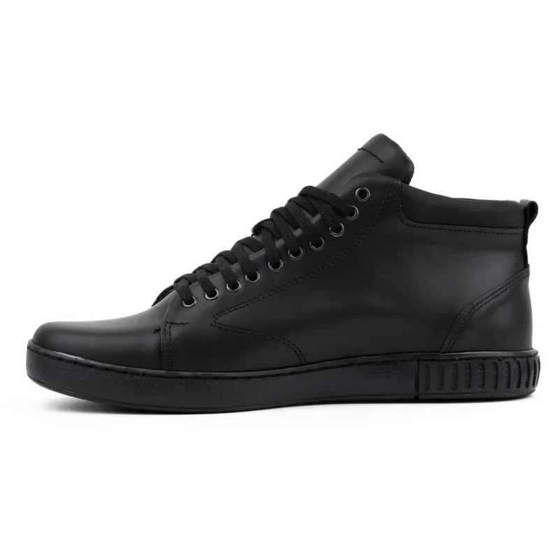 Polbut Men's leather sneakers 2108, black