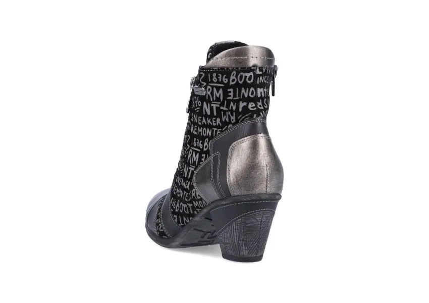 Posen Black Print Lace-Up Ankle Boot