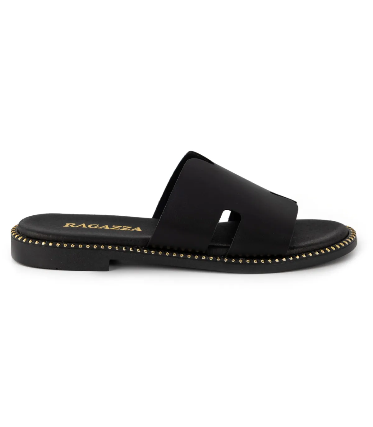 Ragazza Leather Slipper- Black 01041