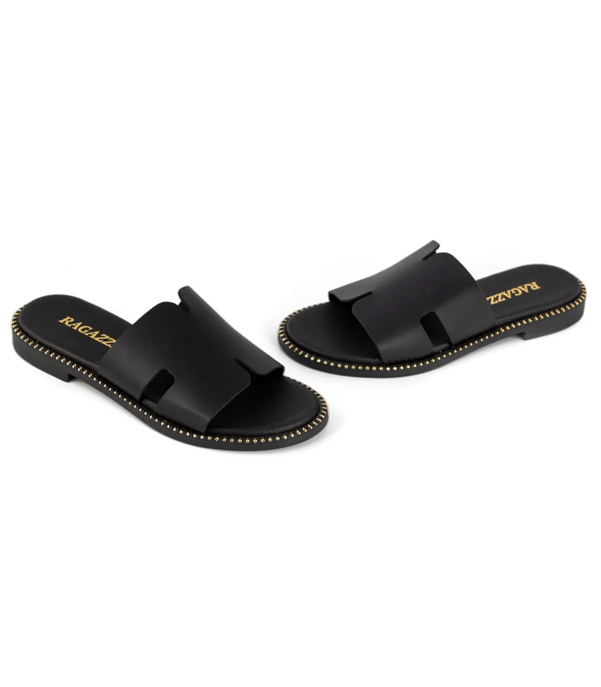 Ragazza Leather Slipper- Black 01041