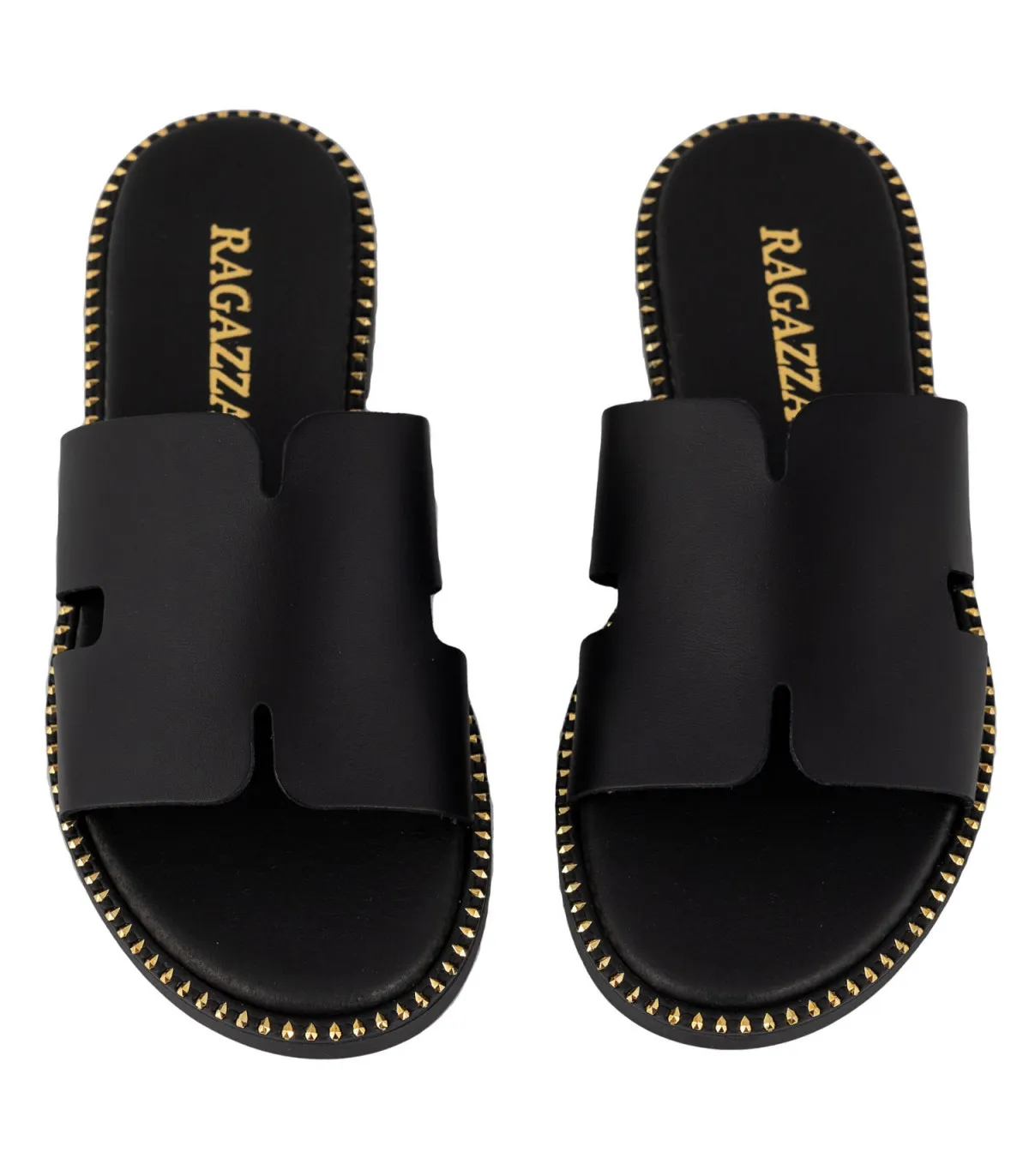 Ragazza Leather Slipper- Black 01041