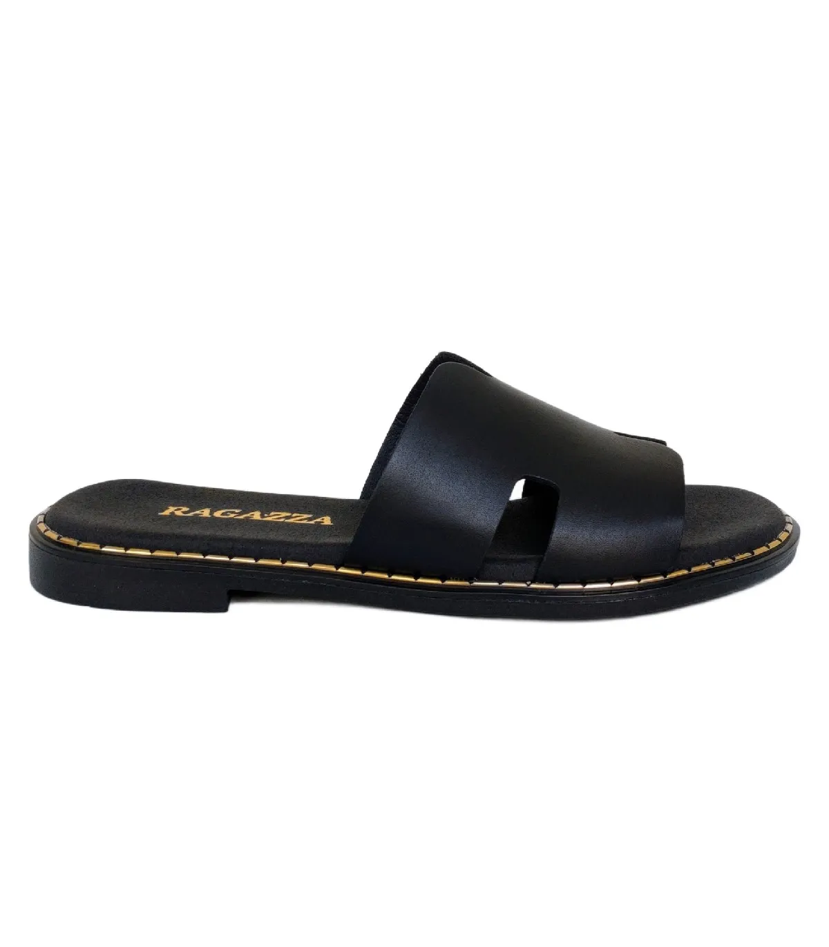 Ragazza Leather Slipper- Black 01041