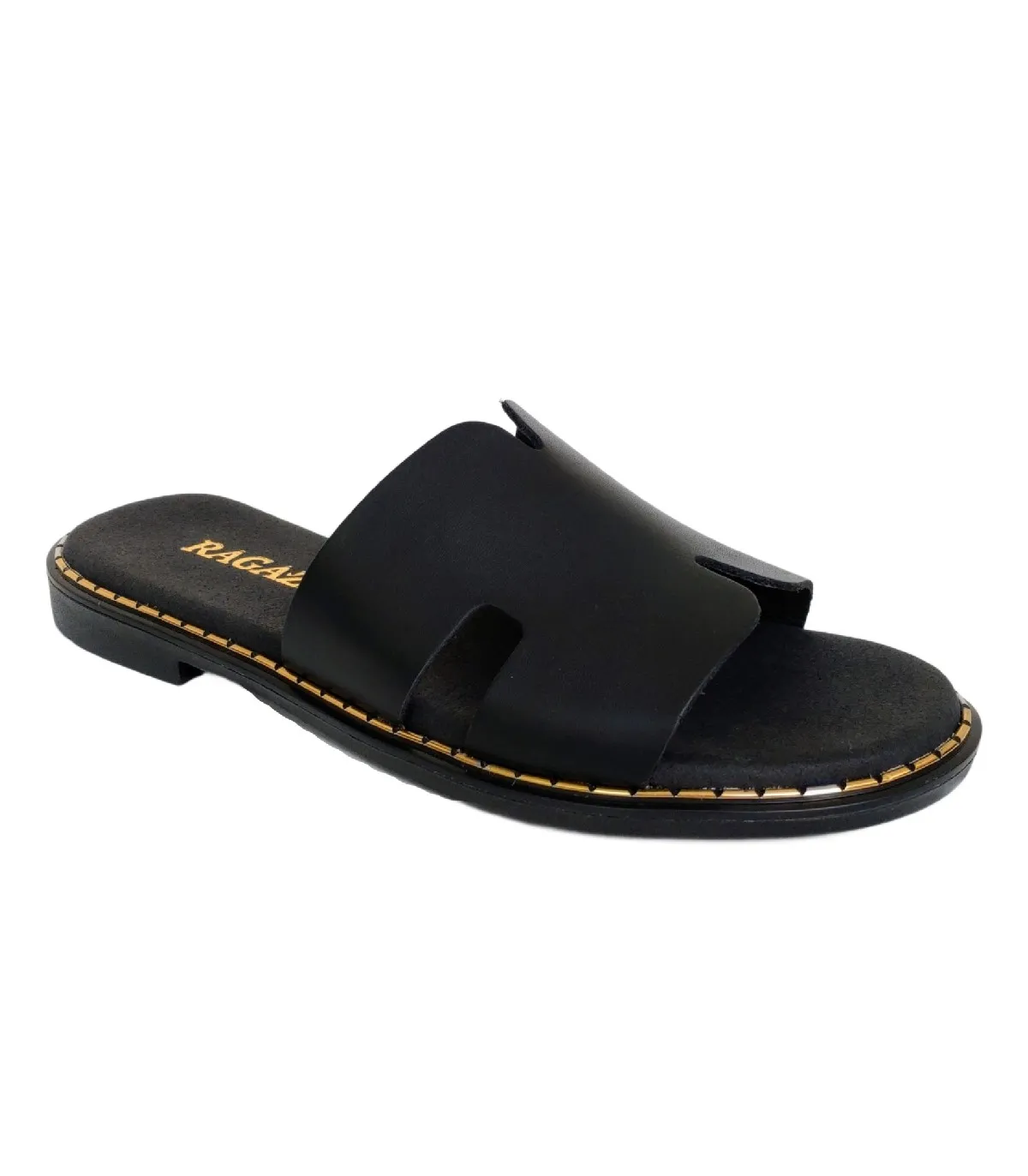 Ragazza Leather Slipper- Black 01041