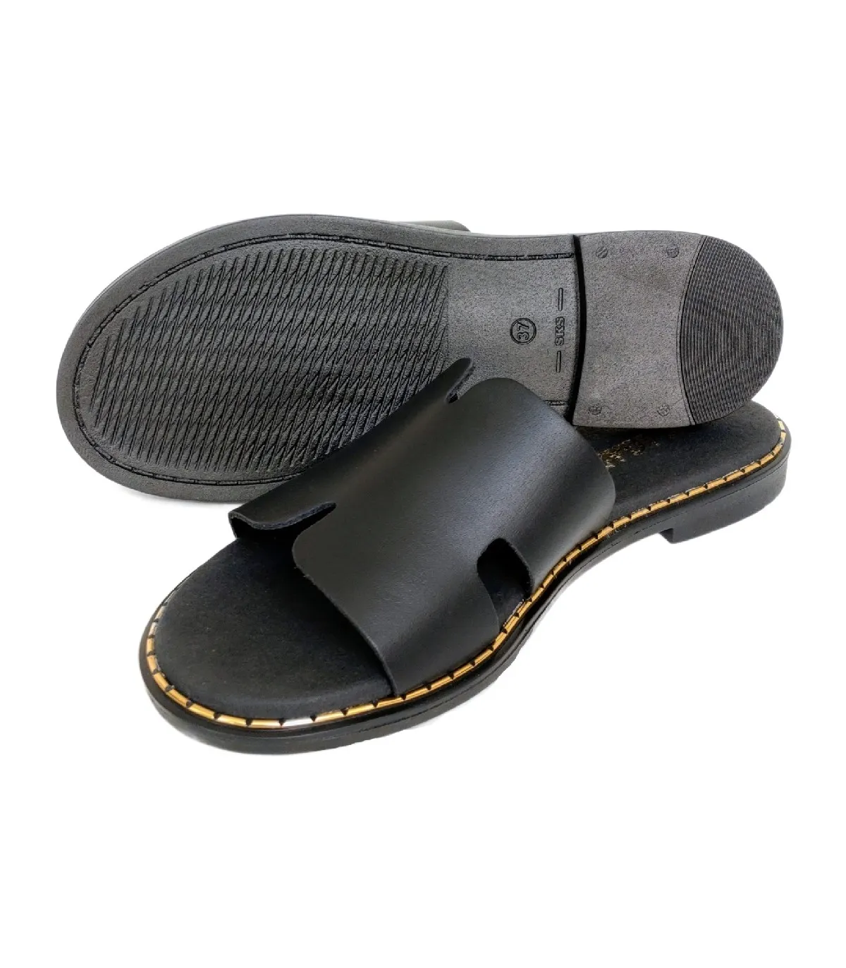 Ragazza Leather Slipper- Black 01041