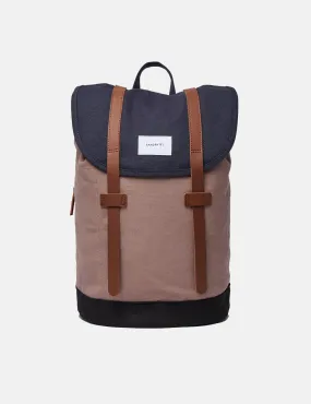 Sandqvist Stig Backpack (Canvas) - Navy Blue/Earth Brown