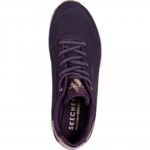 Skechers Uno - Shimmer Away | Dark Purple | Women's Fashion Sneakers