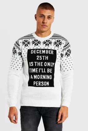 Slogan Fairisle Christmas Jumper | boohooMAN UK