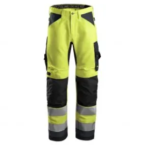 Snickers 6331 AllroundWork, High-Vis Work Trousers+, Class 2 - Yellow/Ste