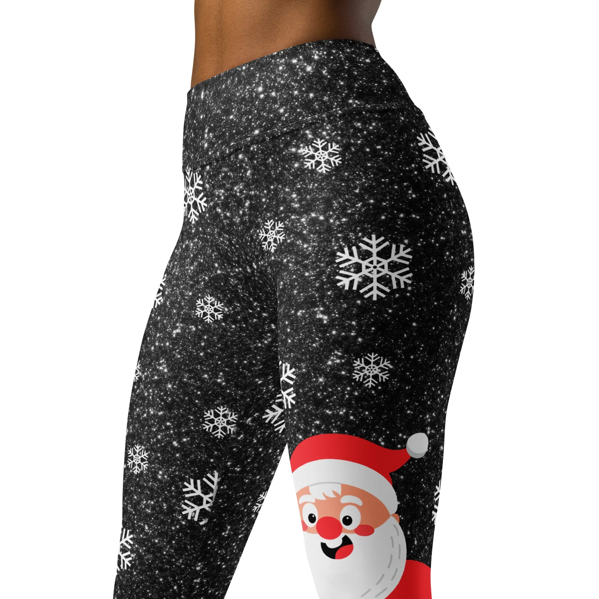 Sparkly Santa Print Yoga Leggings