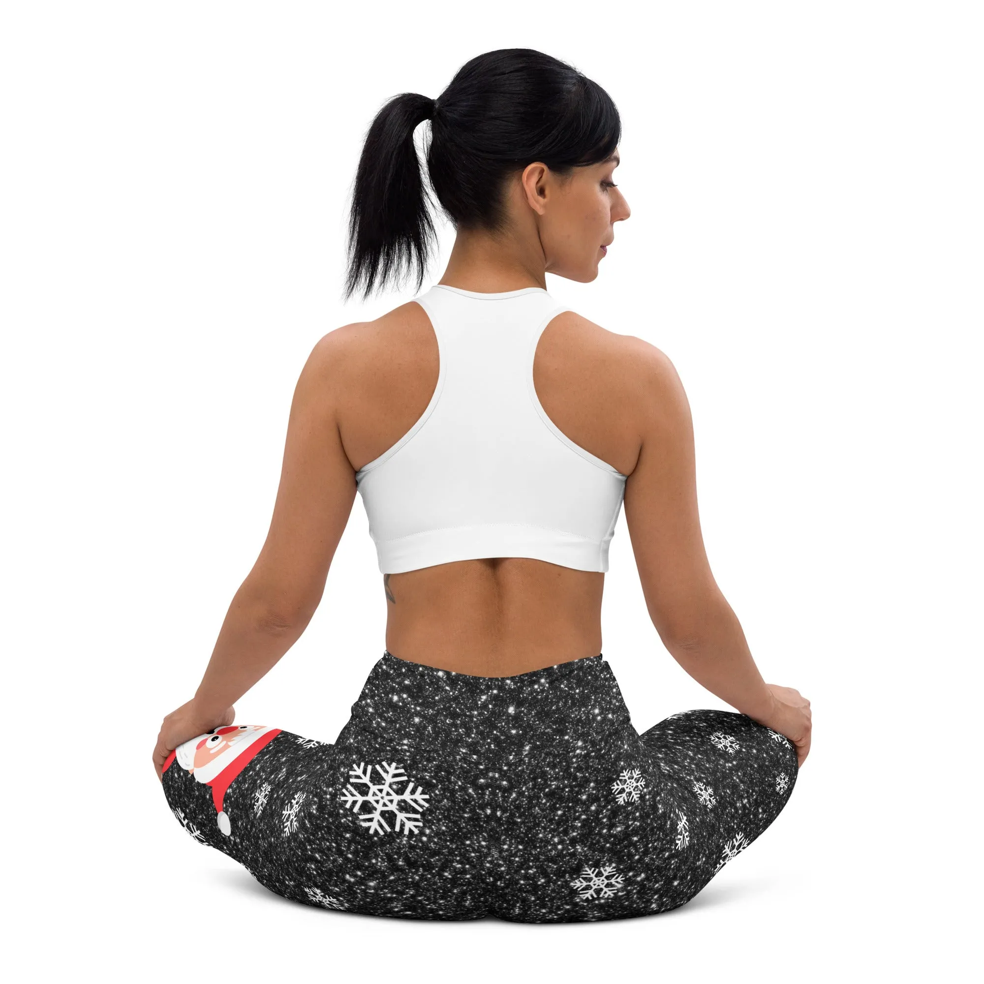 Sparkly Santa Print Yoga Leggings