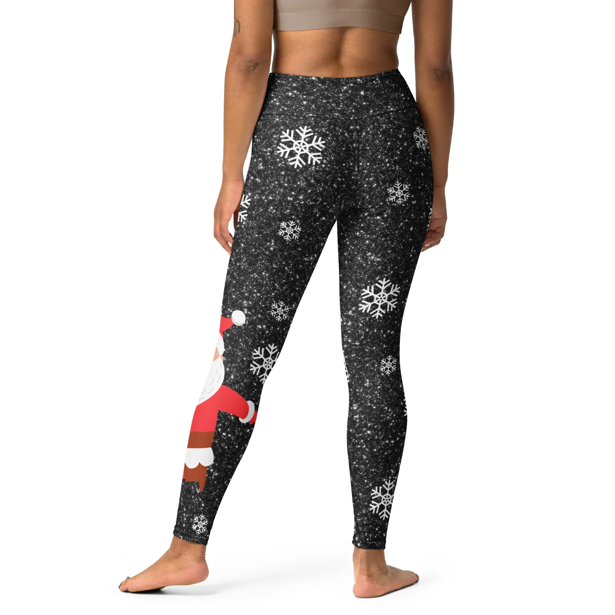 Sparkly Santa Print Yoga Leggings