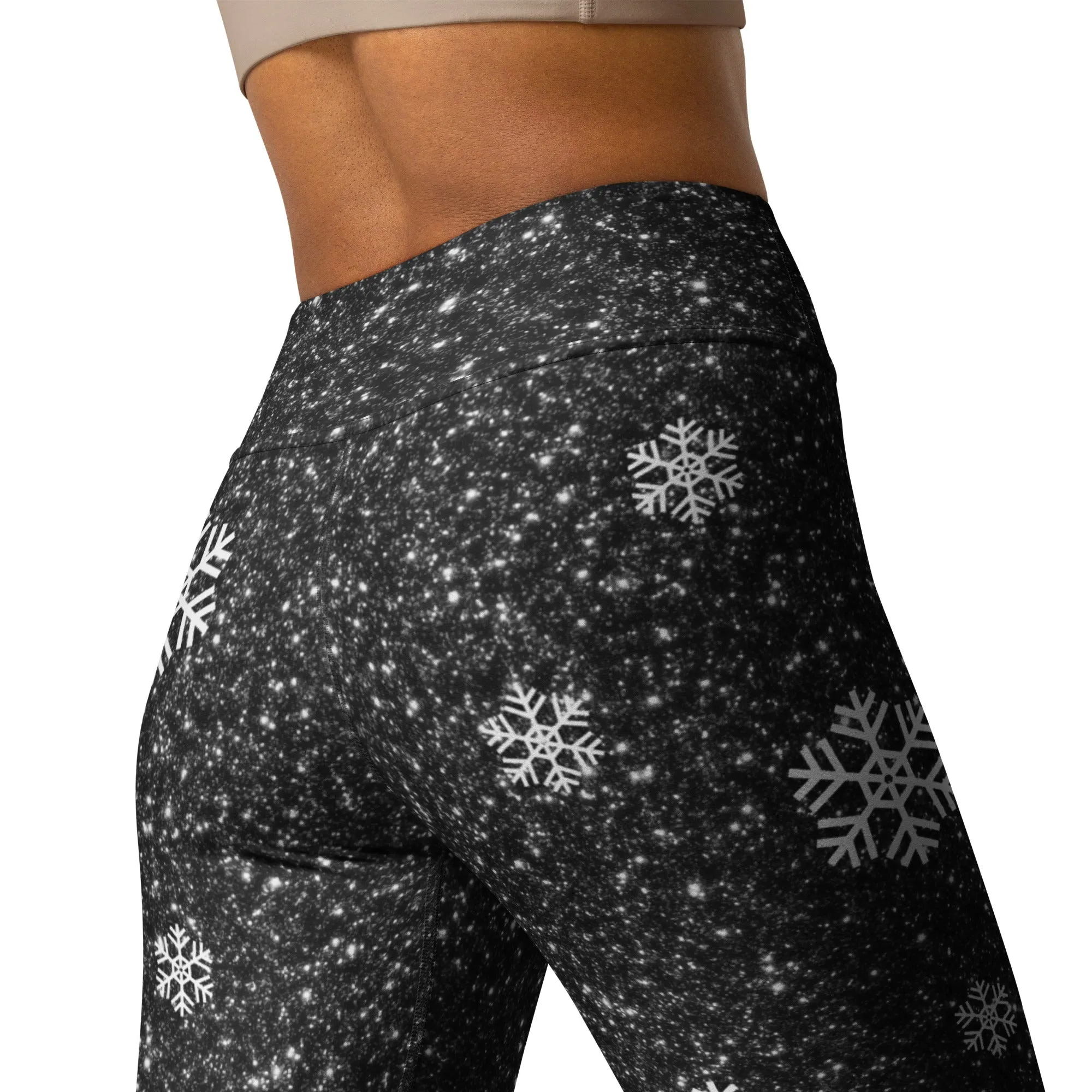 Sparkly Santa Print Yoga Leggings