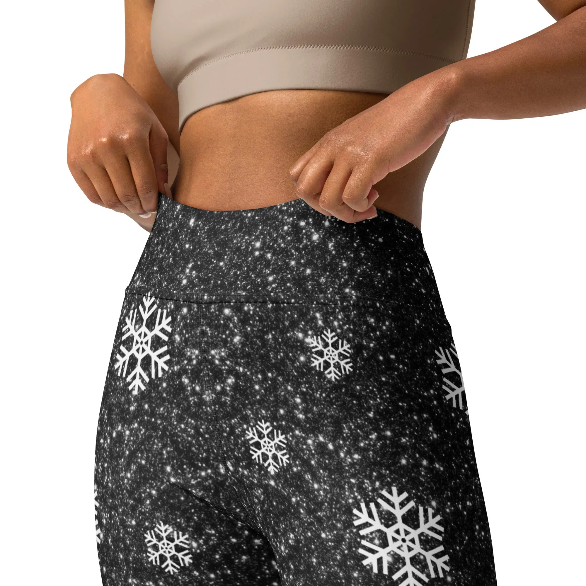 Sparkly Santa Print Yoga Leggings