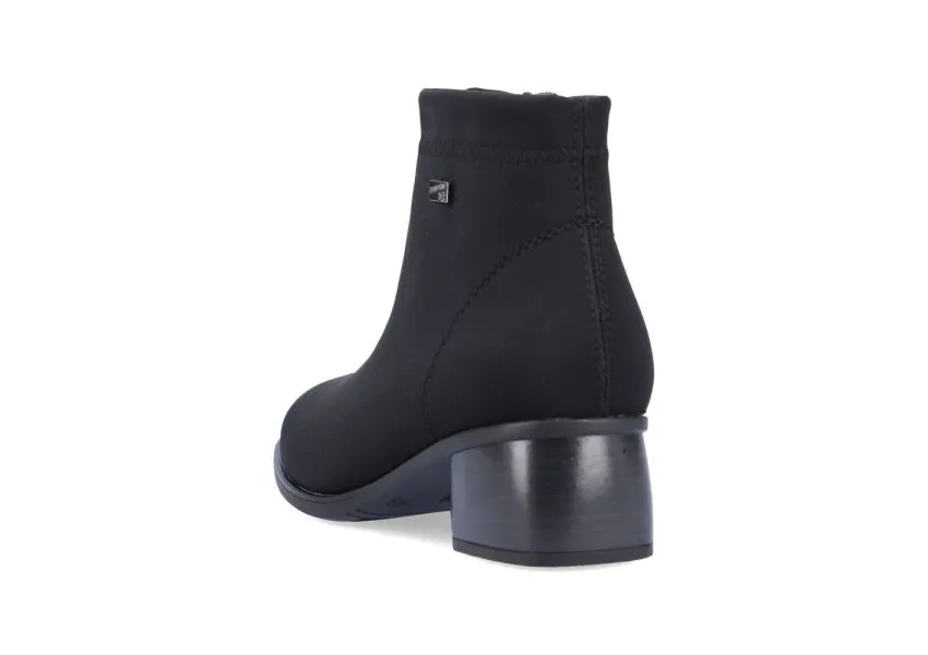 Stretch Black Zipper Water-Resistant Ankle Boot