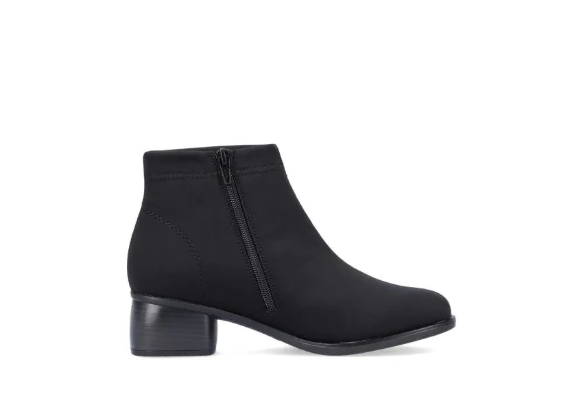 Stretch Black Zipper Water-Resistant Ankle Boot