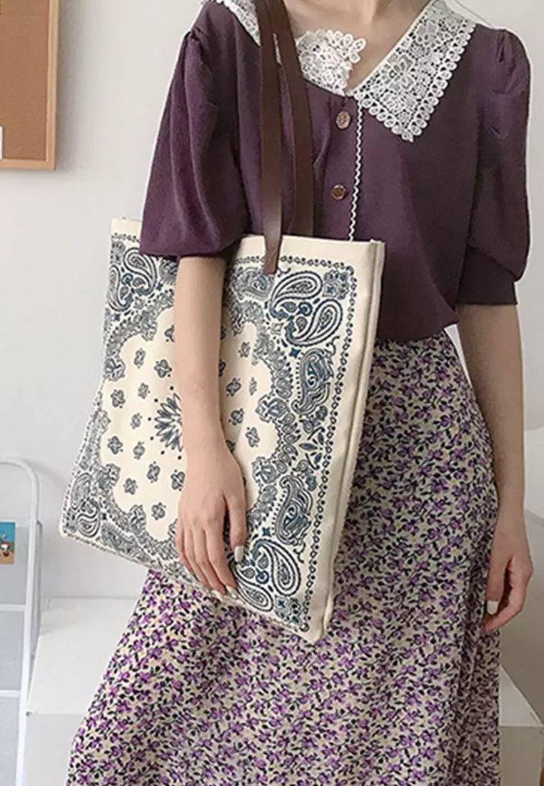 Sunnydaysweety Ethnic Style All-match Canvas Shoulder Bag CA072920BL