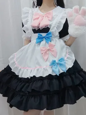 Sweet Lolita Dress Polyester Short Sleeves Ruffles Dress