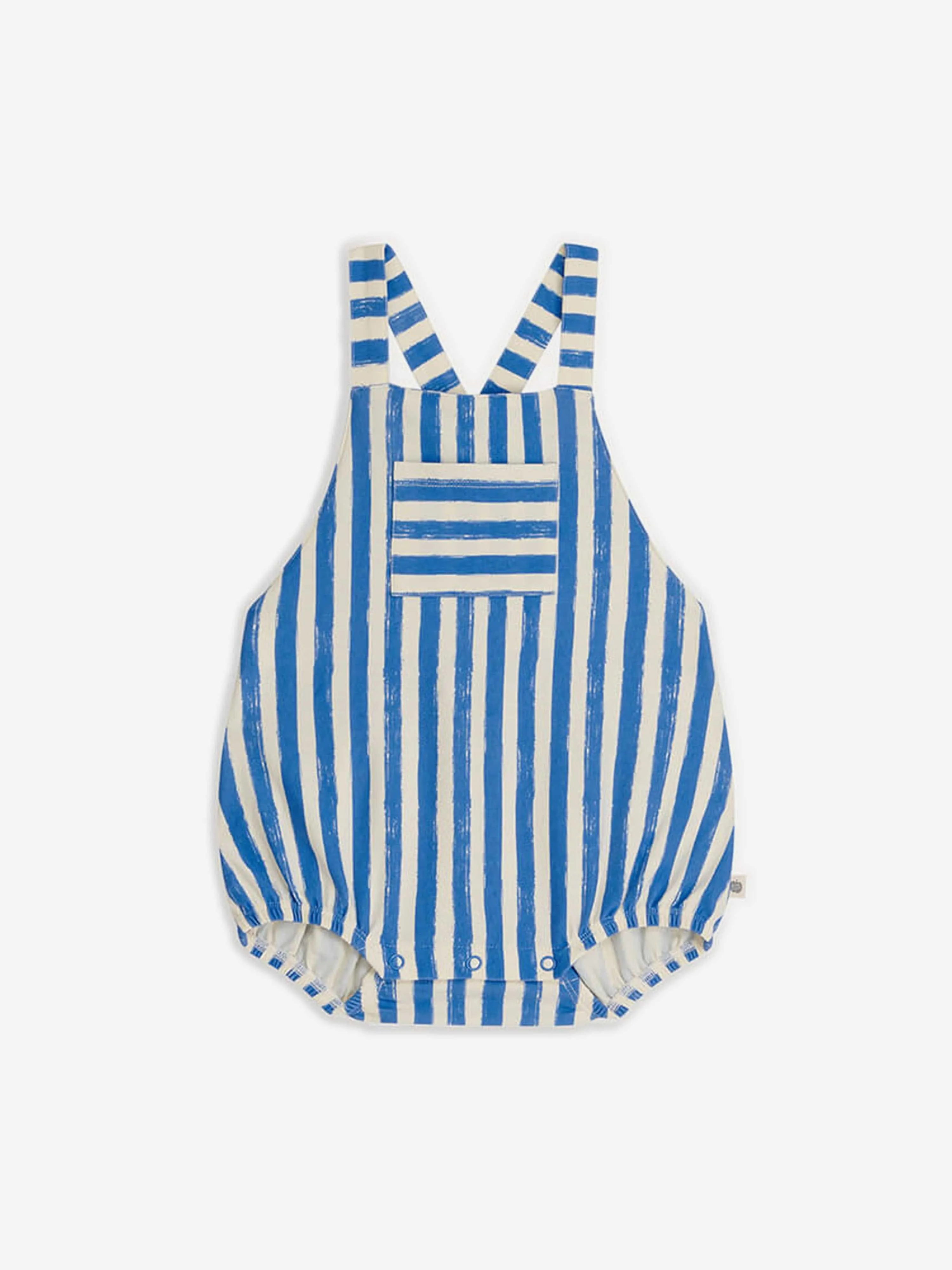 The Bonnie Mob Baby Boys Clam Striped Bubble Romper in Blue