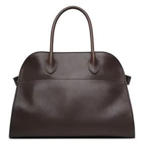 The Row Soft Margaux 12 dark brown leather bag